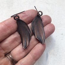 Load image into Gallery viewer, Electroformed Green Macaw Feather Earrings #4 - Ready to Ship

