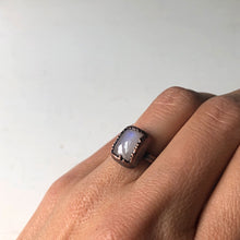 Load image into Gallery viewer, Rainbow Moonstone Ring - Rectangular #4 (Size 8) - Ready to Ship
