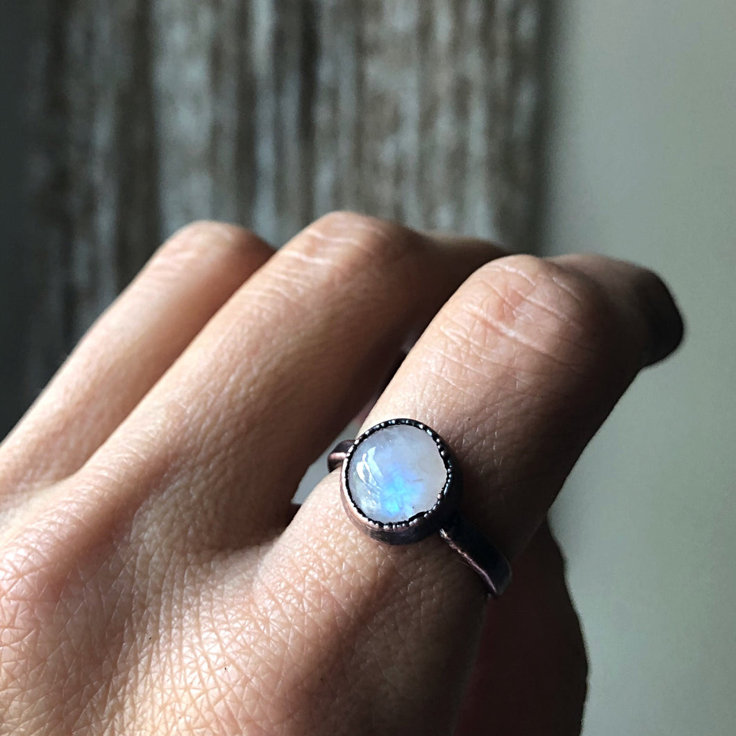 Rainbow Moonstone Ring - Round #5 (Size 7) - Ready to Ship