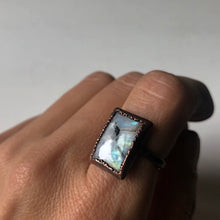 Load image into Gallery viewer, Rainbow Moonstone Ring - Rectangular #2 (Size 7.5-7.75) - Ready to Ship
