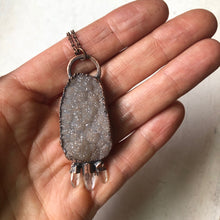 Load image into Gallery viewer, Druzy &amp; Three Raw Clear Quartz Point Necklace - Ready to Ship
